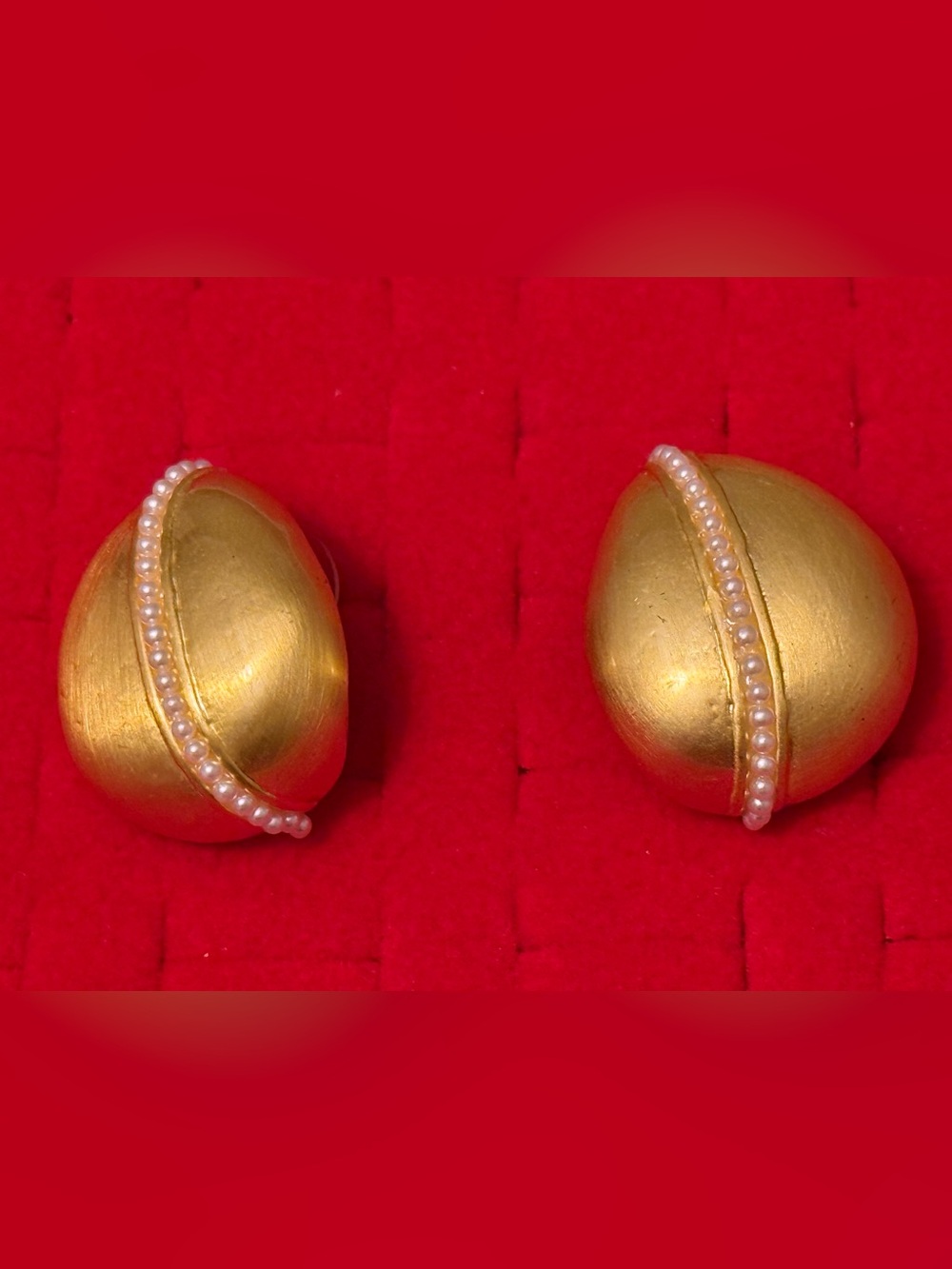 Goldtone Pearl-Accented Teardrop Clip-On Earrings